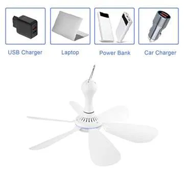 SCOOYEEES Portable USB Ceiling Fan for Camping and Home