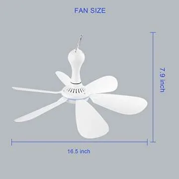 SCOOYEEES Portable USB Ceiling Fan for Camping and Home