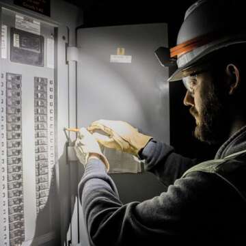 Klein Tools 56064 Rechargeable Auto-Off LED Headlamp, Silicone Strap, 400 lms, All-Day Runtime, for Work, Running, Outdoor Hiking, Camping