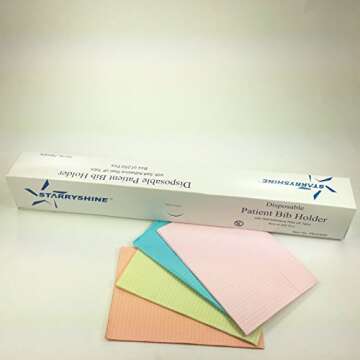 250 PCS Disposable Adhesive Patient Bib Holders Clips Tattoo Napkin Chain Elastic Band (White)