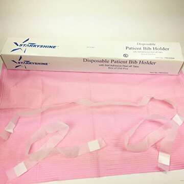 250 PCS Disposable Adhesive Patient Bib Holders Clips Tattoo Napkin Chain Elastic Band (White)