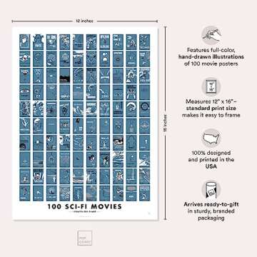 Pop Chart | 100 Sci-Fi Movies Scratch-Off Poster | 12" x 16" Art Print | Film Decor for the Science ...