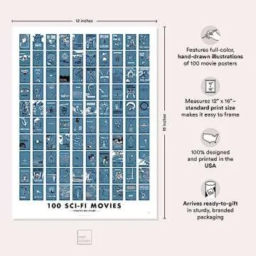 Pop Chart | 100 Sci-Fi Movies Scratch-Off Poster | 12" x 16" Art Print | Film Decor for the Science ...