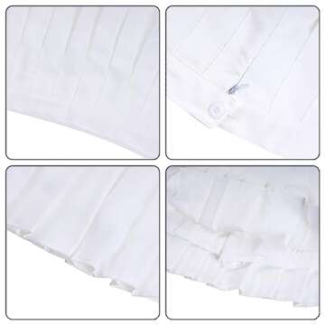 Rbenxia Women’s High Waisted Pleated A-Line Mini Skirt with Lining Shorts (White, Medium)