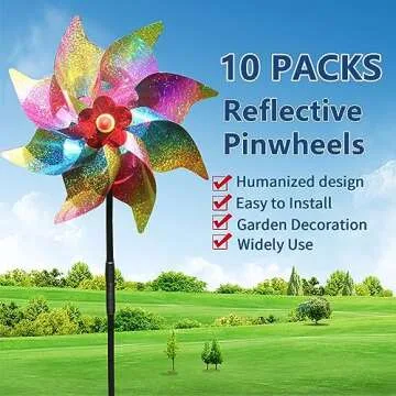 Colorful Reflective Pinwheels for Outdoor Decoration