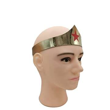 Okamsovr Woman of Wonder Star Gold Tiara, Woman of Wonder Cosplay Cuffs And Tiara Crown Set Adjustable Size