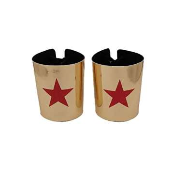 Okamsovr Woman of Wonder Star Gold Tiara, Woman of Wonder Cosplay Cuffs And Tiara Crown Set Adjustable Size