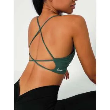 Danysu Women's Backless Yoga Crop Top Sports Bra - Hunter Green M