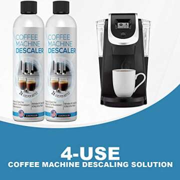 Descaling Solution for Coffee & Espresso Machines - 2 Bottle Pack (4 Uses) - Universally Compatible ...