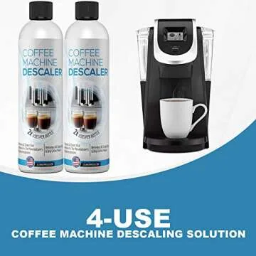 Descaling Solution for Coffee & Espresso Machines - 2 Bottle Pack (4 Uses) - Universally Compatible ...