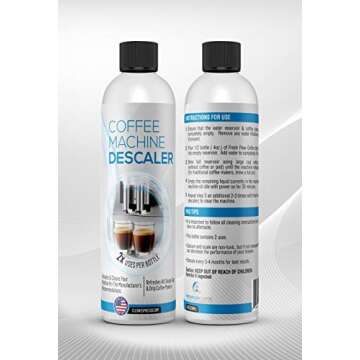 Descaling Solution for Coffee & Espresso Machines - 2 Bottle Pack (4 Uses) - Universally Compatible Descaler Cleaner for Keurig, Breville, Nespresso, Delonghi & All Single Use or Drip Machines