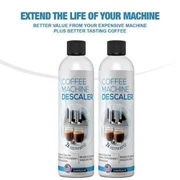 Descaling Solution for Coffee & Espresso Machines - 2 Bottle Pack (4 Uses) - Universally Compatible Descaler Cleaner for Keurig, Breville, Nespresso, Delonghi & All Single Use or Drip Machines