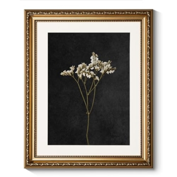 ARPEOTCY Vintage Gold Framed Wall Art, Retro Dark Dried Wildflower Paintings, Canvas Prints Artwork ...