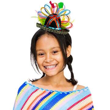 Skeleteen Womens Fiesta Sombrero Headband - Mexican Fancy Fascinator Girls Hair Accessories for Kids and adults