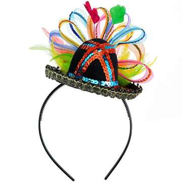 Skeleteen Womens Fiesta Sombrero Headband - Mexican Fancy Fascinator Girls Hair Accessories for Kids and adults