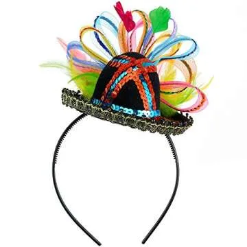 Skeleteen Womens Fiesta Sombrero Headband - Mexican Fancy Fascinator Girls Hair Accessories for Kids and adults