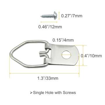 EesTeck D-Ring Picture Hangers 100 Pack for Art