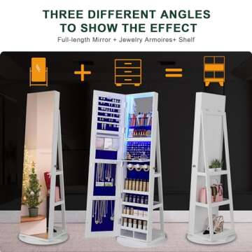 HNEBC 360° Swivel Jewelry Cabinets with LED Lights