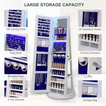 HNEBC 360° Swivel Jewelry Cabinets with LED Lights