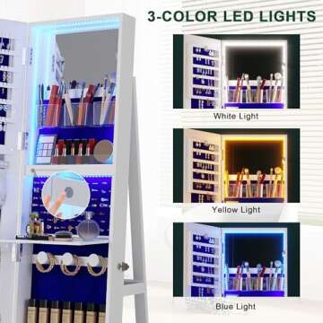 HNEBC 360° Swivel Jewelry Cabinets with LED Lights