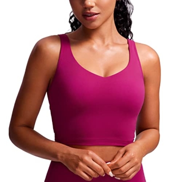 CRZ YOGA Butterluxe Womens V Neck Longline Sports Bra - Comfort & Style