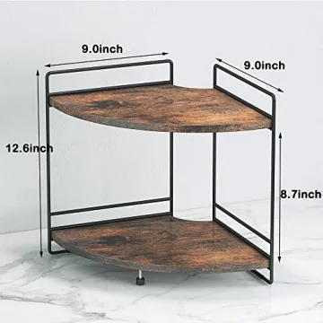2 Tier Corner Shelf - Rustic Wooden Organizer for Home