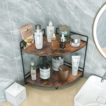 2 Tier Corner Shelf - Rustic Wooden Organizer for Home