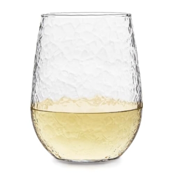 Elegant Libbey Hammered Stemless Wine Glasses for Sophisticated Sipping 17oz Set of 8