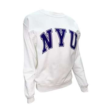 Venley NCAA NYU Men's/Women's Boyfriend Sweatshirt NYUV1002 - White, Medium
