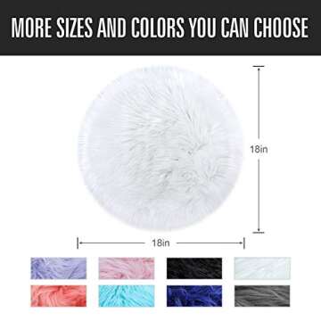 Noahas Faux Fur Sheepskin Silky Seat Cushion, Home Decor Long Wool Area Rugs Carpet, Soft Fluffy Plush Chair Seat Pads Universal Fit Home Office Restaurant Chair, 1.5ft White