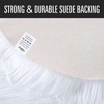 Noahas Faux Fur Sheepskin Silky Seat Cushion, Home Decor Long Wool Area Rugs Carpet, Soft Fluffy Plush Chair Seat Pads Universal Fit Home Office Restaurant Chair, 1.5ft White
