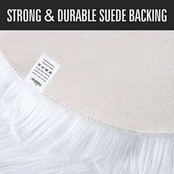 Noahas Faux Fur Sheepskin Silky Seat Cushion, Home Decor Long Wool Area Rugs Carpet, Soft Fluffy Plush Chair Seat Pads Universal Fit Home Office Restaurant Chair, 1.5ft White