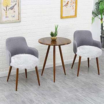 Noahas Faux Fur Sheepskin Silky Seat Cushion, Home Decor Long Wool Area Rugs Carpet, Soft Fluffy Plush Chair Seat Pads Universal Fit Home Office Restaurant Chair, 1.5ft White
