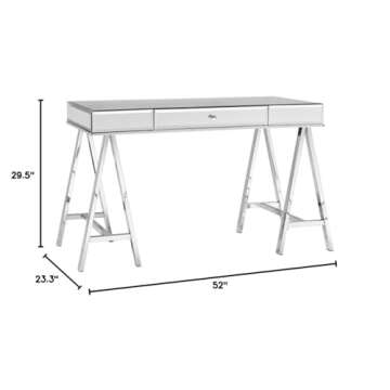 Inspire Q Neron 1-Drawer Mirrored Chrome Sawhorse Desk by Bold