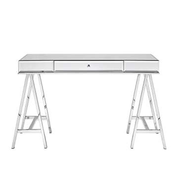 Inspire Q Neron 1-Drawer Mirrored Chrome Sawhorse Desk by Bold