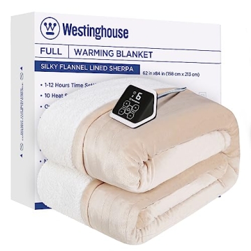 Westinghouse Heated Blanket Twin Size, Soft Flannel to Sherpa Electric Blanket with 10 Heating Level...
