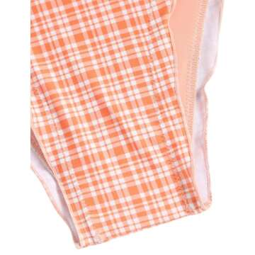 ZAFUL Tankini Swimsuits for Women Smocked Ruffles Tie Front Bowknot Textured High Cut Tanga Tankini Set(3-Orange, M)