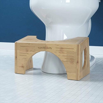 Squatty Potty The Original Toilet Stool - Bamboo Flip, 7" and 9" Adjustable Heights, Brown - Improve Bathroom Posture and Comfort