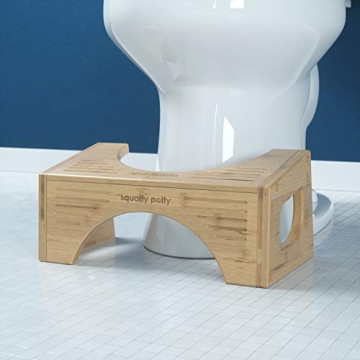 Squatty Potty The Original Toilet Stool - Bamboo Flip, 7" and 9" Adjustable Heights, Brown - Improve Bathroom Posture and Comfort