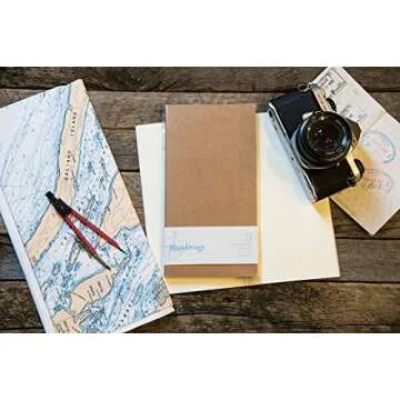 Wanderings Blank Regular Size Travelers Notebook Inserts | 4.25" x 8.25"/11cm x 21cm | 100 gsm Paper | 3 Hand-Stitched Booklets/180 Pages | Travelers Notebook Refills for Journals, Diaries, Planners