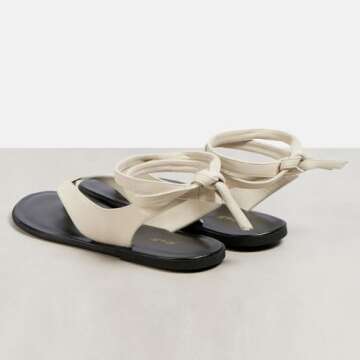 FOWT Women Split Round Toe Sandals Lace up Strappy Comfortable Flats Casual Summer Soft Flip Flop Sh...