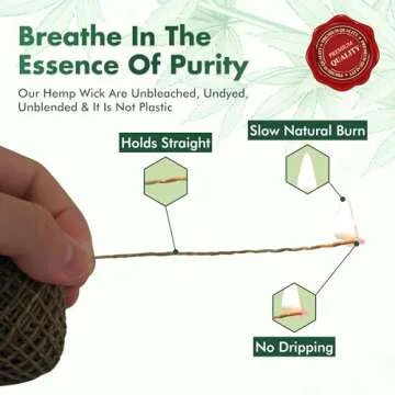 100% Organic Hemp Wick with Natural Beeswax Coating, Twisted Bee (200ft x Standard Size)