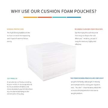 Moving Supplies, 16"x16" 50 Pack Cushion Foam Pouches, Packing Supplies for Moving and Storing, Foam pouches for Packing Dishes, Glasses, Cups. (16''x16'' 50pc Foam Pouches)
