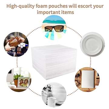 Moving Supplies, 16"x16" 50 Pack Cushion Foam Pouches, Packing Supplies for Moving and Storing, Foam pouches for Packing Dishes, Glasses, Cups. (16''x16'' 50pc Foam Pouches)
