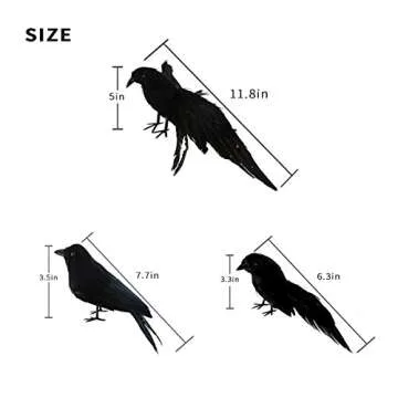 Realistic Halloween Crows 3 Pack Decor for Indoors Outdoors