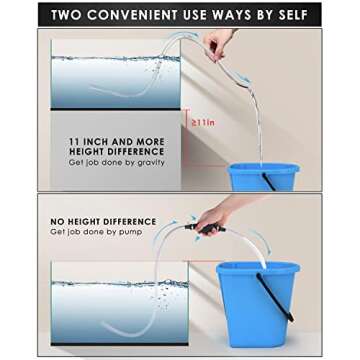 KATUMO Siphon Pump, Upgraded 15MM Enlarged Caliber Gasoline Siphon Hose Siphon Fuel Hand Pump for Gasoline, Oil, Diesel & Water with Hoses, Pinch Clips, Hose Retainer, Brass Extender