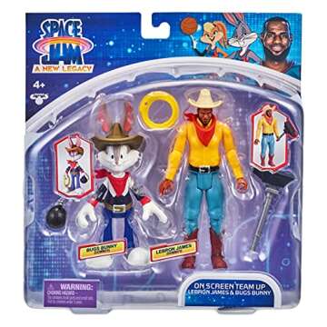 Moose Toys Space Jam: A New Legacy - 2 Pack - On Screen Team Up - Lebron James & Bugs Bunny (Cowboys...