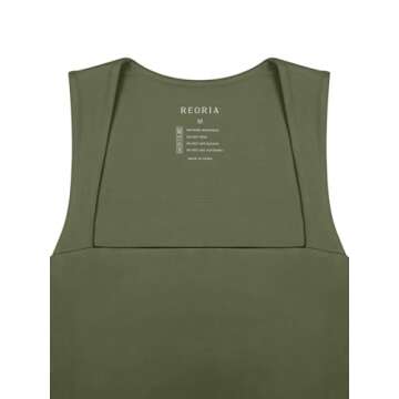 REORIA Women's Sexy Going Out Crop Tops Square Neck Double Lined 2024 Fashion Cute Basic Trendy Tank Tops Summer Y2k Teen Girls St Patricks Day Outfits Green Medium