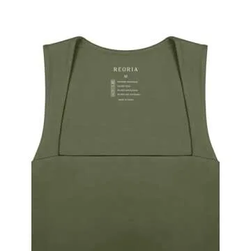 REORIA Women's Sexy Going Out Crop Tops Square Neck Double Lined 2024 Fashion Cute Basic Trendy Tank Tops Summer Y2k Teen Girls St Patricks Day Outfits Green Medium