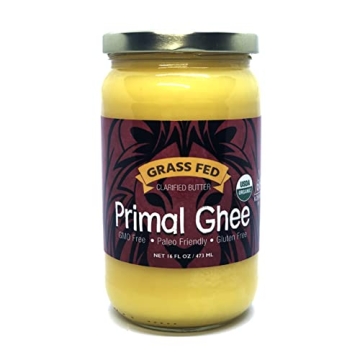 Primal Ghee - Grass Fed Organic Unsalted Clarified Butter - Pure GMO Free Desi Ghee from Grassfed Co...
